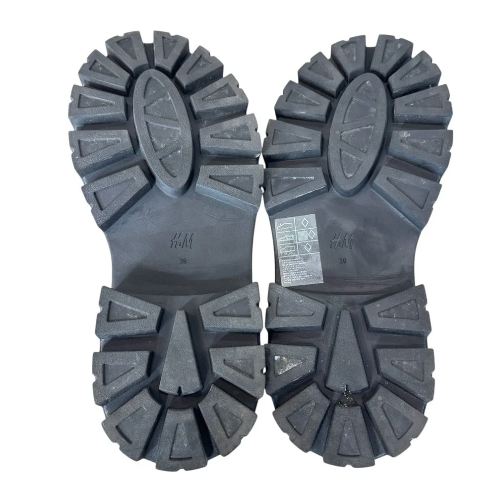 H&M Black Platform Lug-Soled Penny Loafers